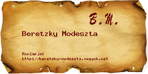 Beretzky Modeszta névjegykártya